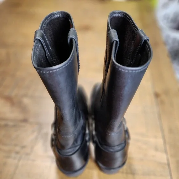 Harley Davidson Womens Black Leather Harness Biker Boots Square Toe 85145 Size 8 - Picture 6 of 9